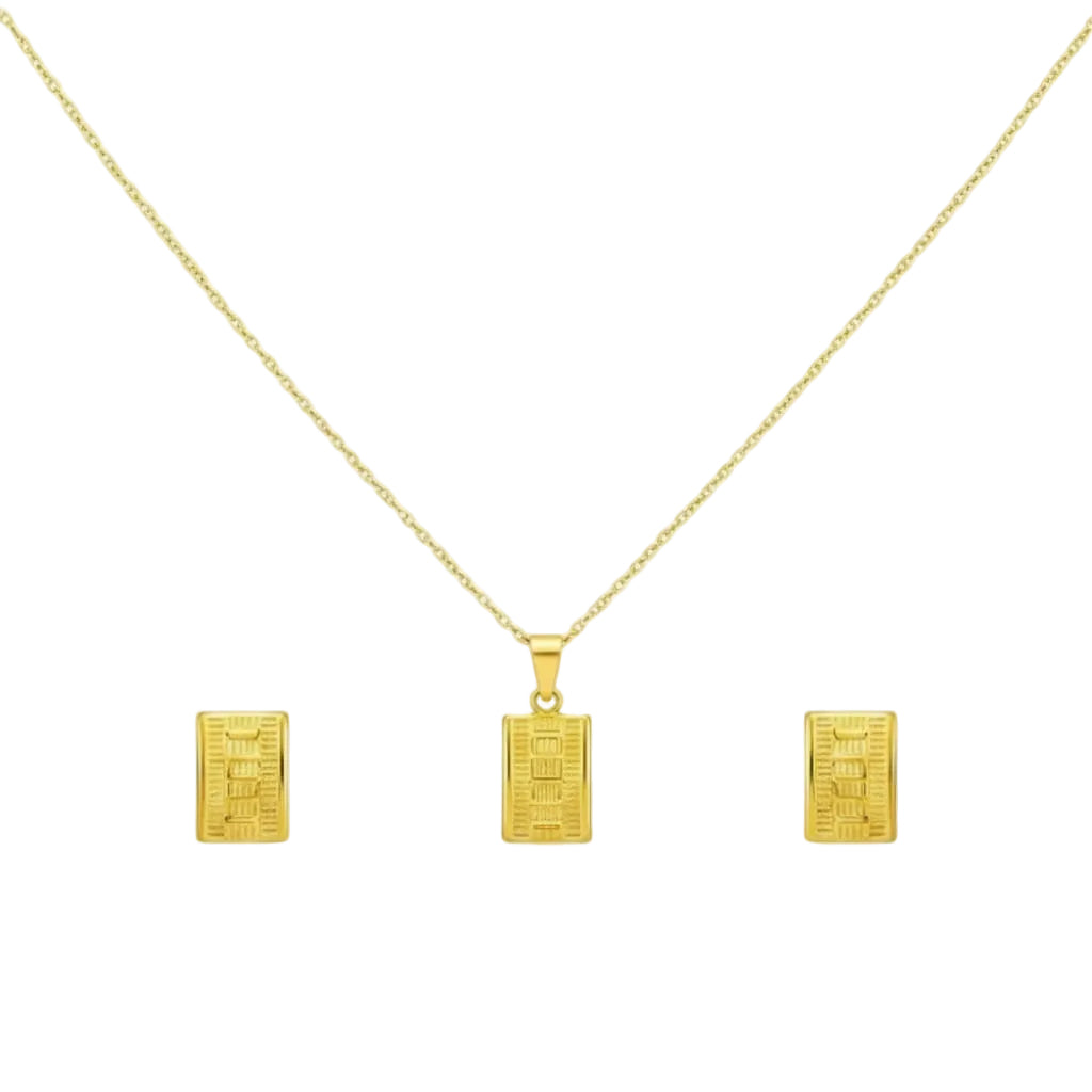 18K Real Gold Maze Necklace And Earring Set