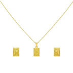 18K Real Gold Maze Necklace And Earring Set