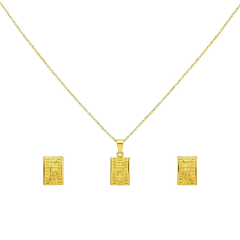 18K Real Gold Maze Necklace And Earring Set - Jewelry Set - Embellish Gold