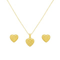 18K Real Gold Plain Cut Necklace And Earring Set