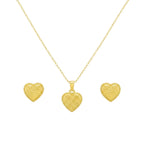 18K Real Gold Plain Cut Necklace And Earring Set