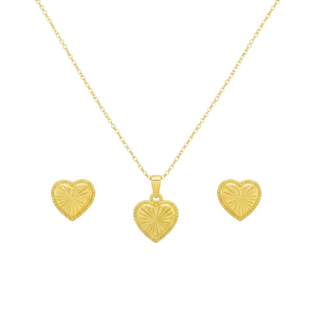 18K Real Gold Plain Cut Necklace And Earring Set - Festive Collection - Embellish Gold