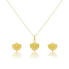 18K Real Gold Peacock Necklace And Earring Set