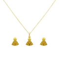 18K Real Gold Ribbon Necklace And Earring Set