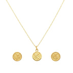 18K Real Gold Rose Flower Necklace And Earring Set