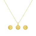 18K Real Gold Round Cut Necklace And Earring Set