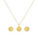 18K Real Gold Round Cut Necklace And Earring Set
