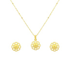 18K Real Gold Spot Flower Necklace And Earring Set