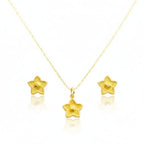 18K Real Gold Star Dot Necklace And Earring Set