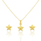 18K Real Gold Super Star Necklace And Earring Set