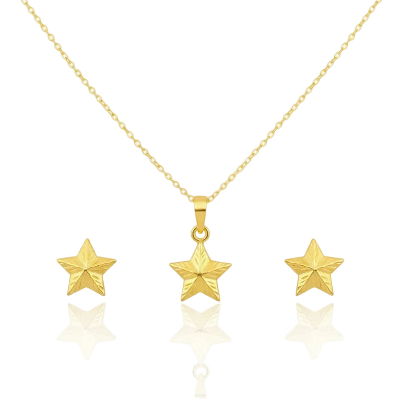 18K Real Gold Super Star Necklace And Earring Set - ad collection - Embellish Gold