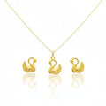 18K Real Gold Swan Necklace And Earring Set
