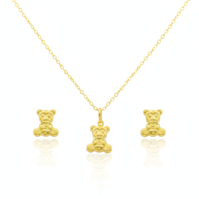 18K Real Gold Teddy Necklace And Earring Set - مجموعة احتفالية - Embellish Gold