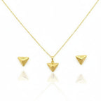 18K Real Gold Triangle Necklace And Earring Set