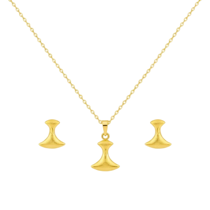 18K Real Gold Tif Necklace And Earring Set - مجموعة احتفالية - Embellish Gold