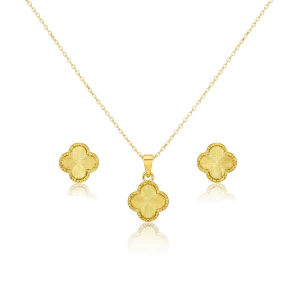 18K Real Gold VC Necklace And Earring Set