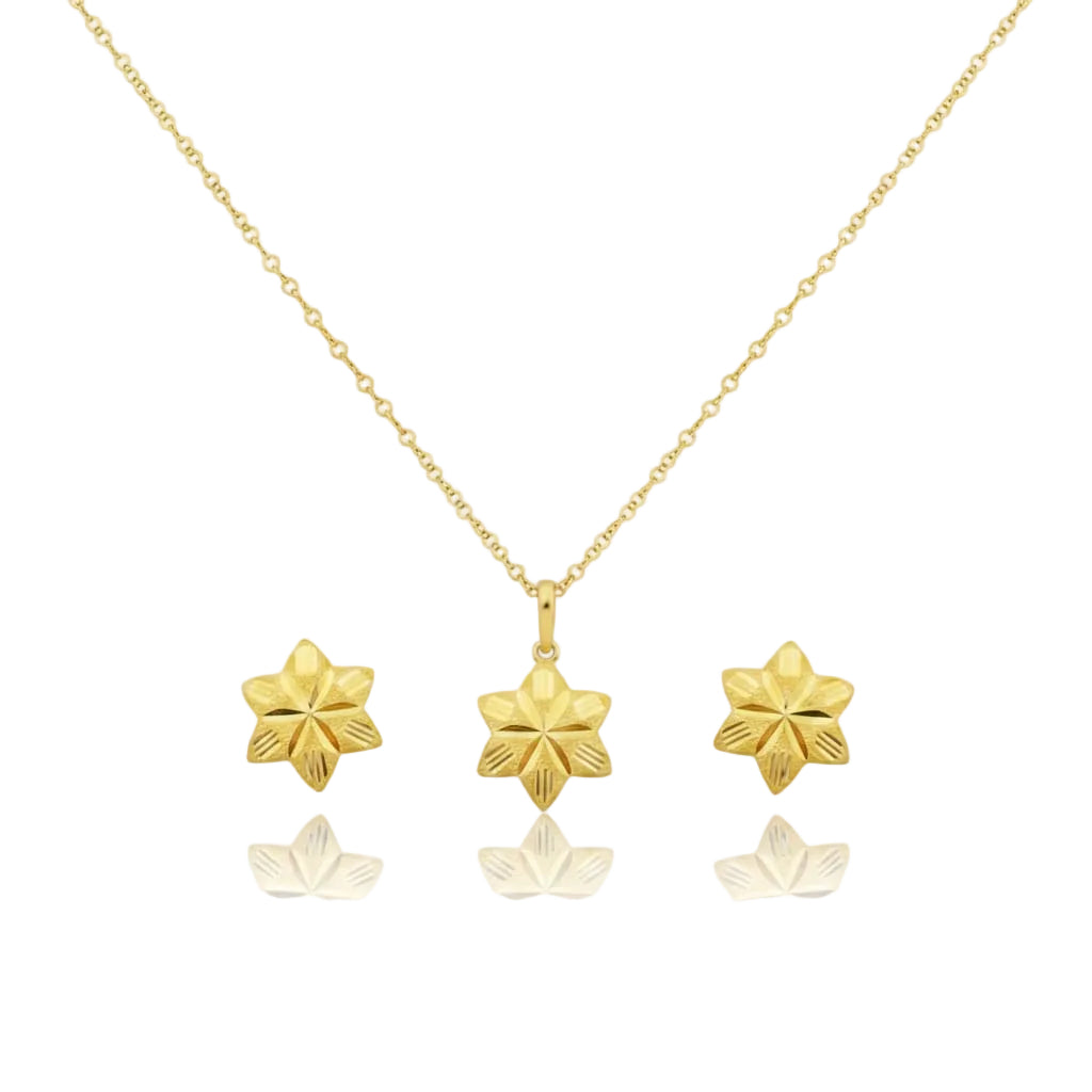 18k Gold Hexa Flower Set
