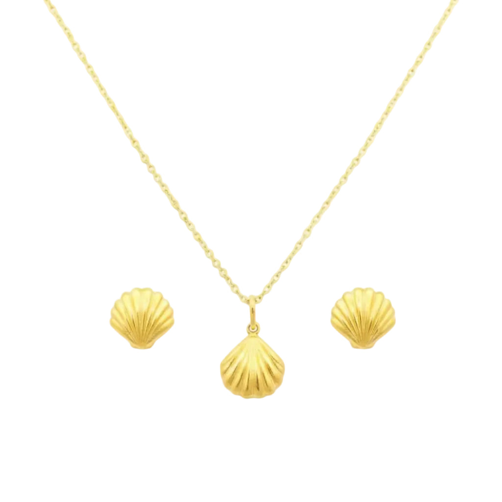 18k Gold Sea Shell Half Set