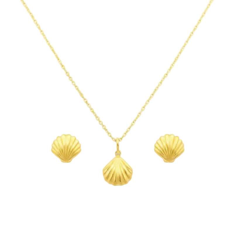 18k Gold Sea Shell Half Set - Jewelry Set - Embellish Gold
