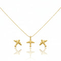 18k Gold Airplane Jewelry Set