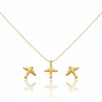 18k Gold Airplane Jewelry Set