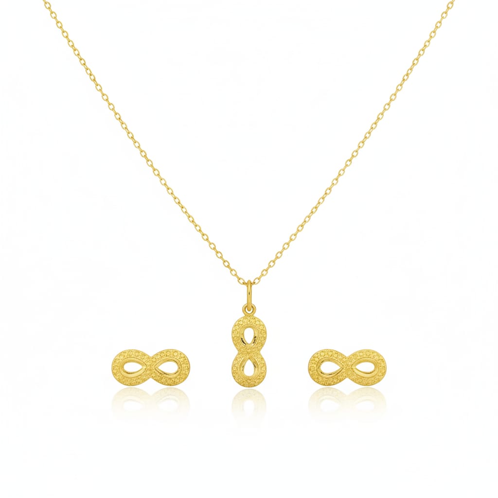 18k Gold infinity dot Jewelry Set