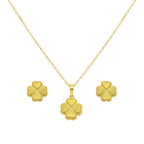 18K Real Gold Four Petals Necklace And Earring Set