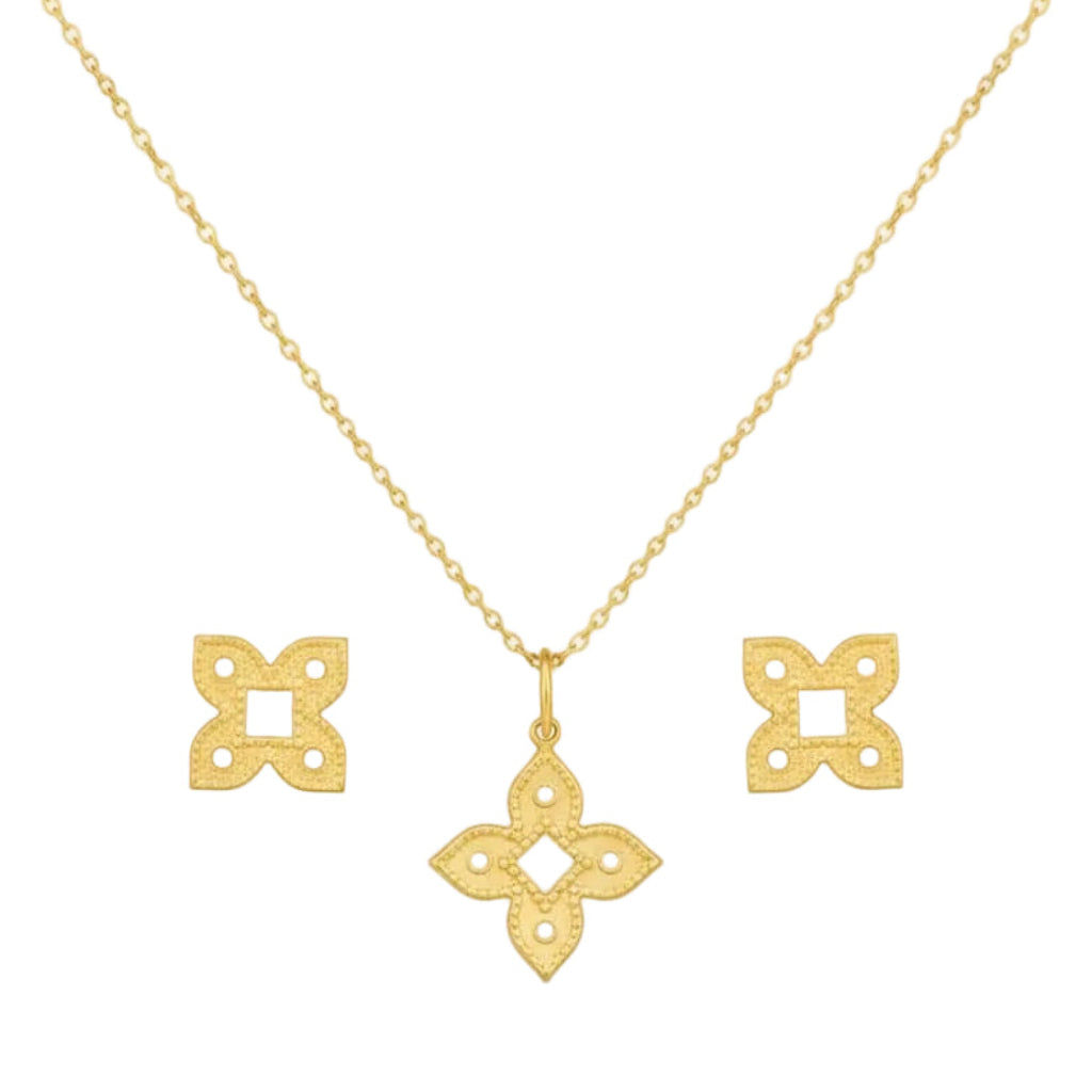 18k Gold Shuriken Inspired Jewelry Set - Best Seller - Embellish Gold Jewelry & Diamond