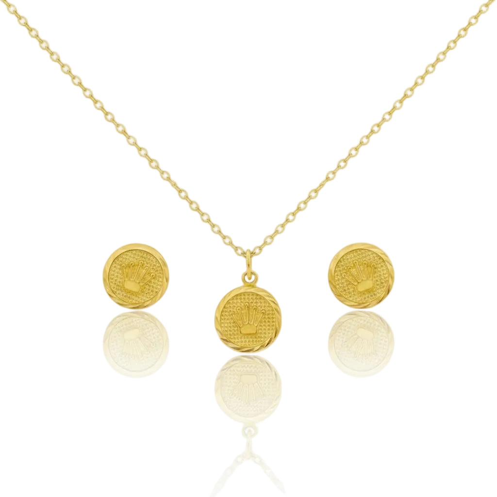 18k Gold Crown Jewelry Set