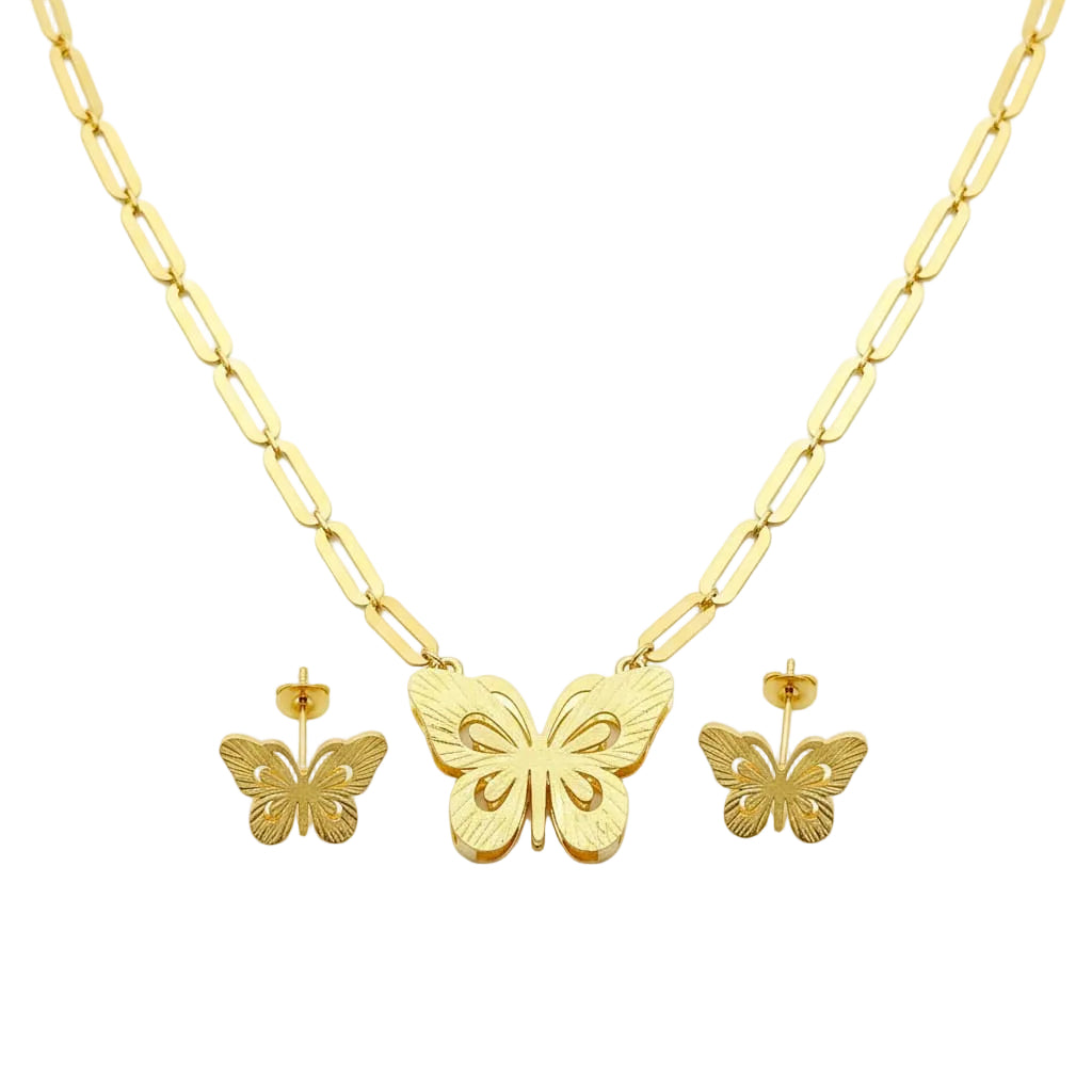 18k Gold Butterfly Set