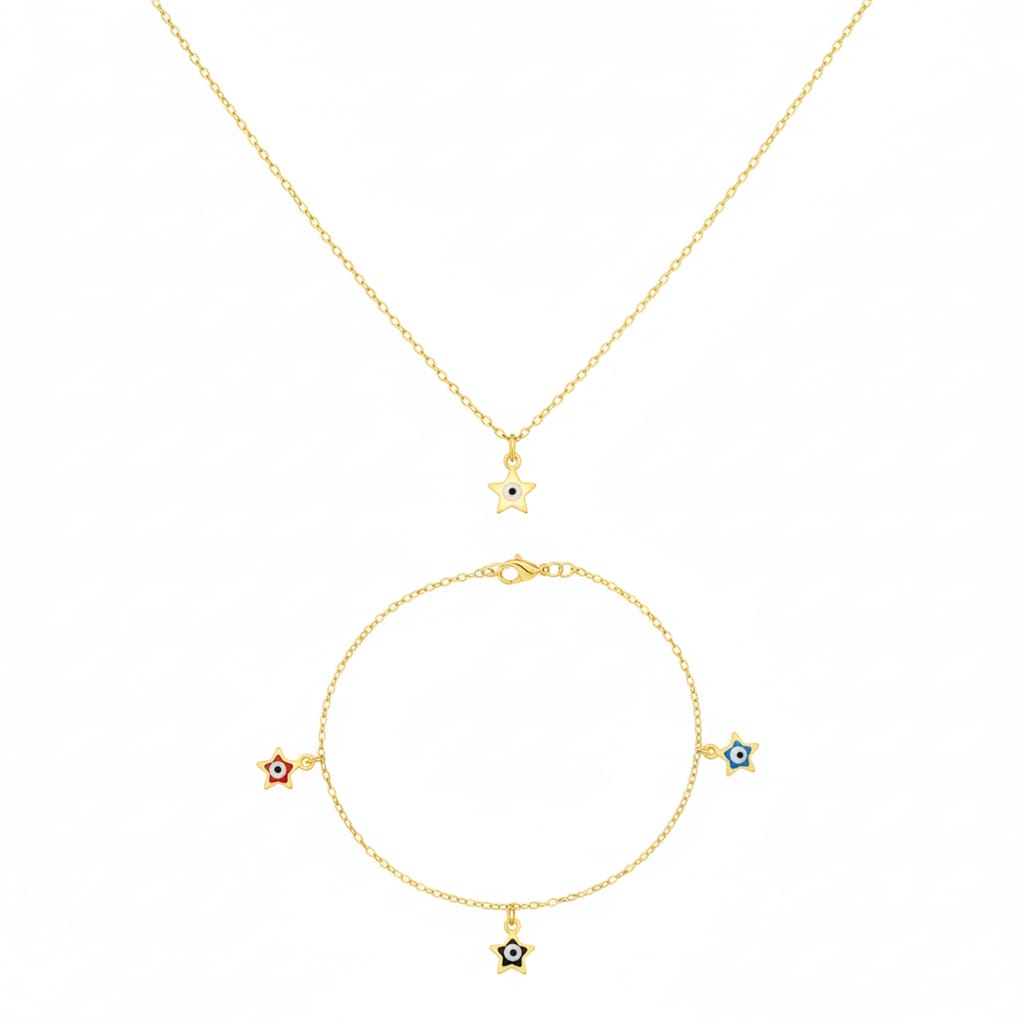 مجموعة عين الشر من الذهب الحقيقي عيار 18 قيراط - Best Seller - Embellish Gold