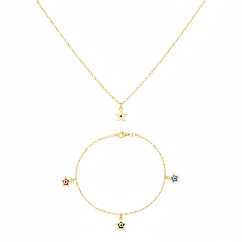 18K Real Gold Star Evil Eye Set - Special Deals - Embellish Gold