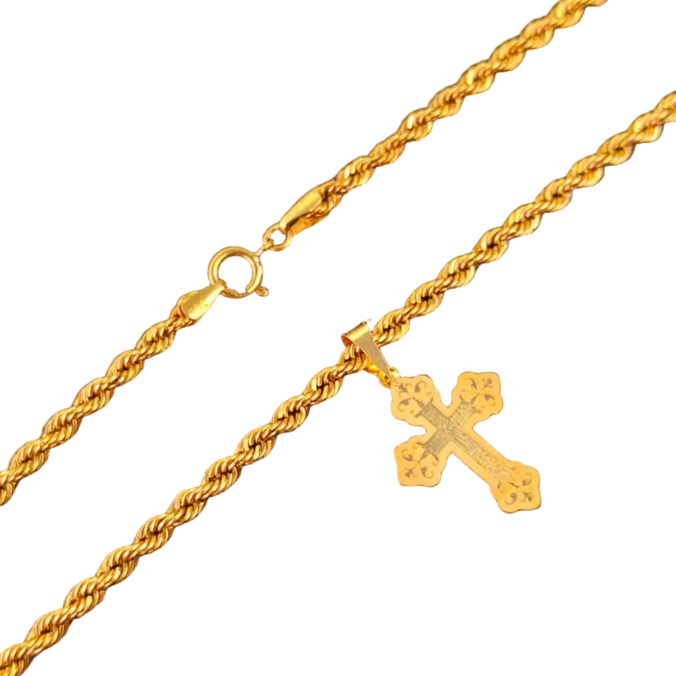 18k Gold Cross Inspired Design Necklace 2 - 18k Gold Necklace - Embellish Gold Jewelry & Diamond