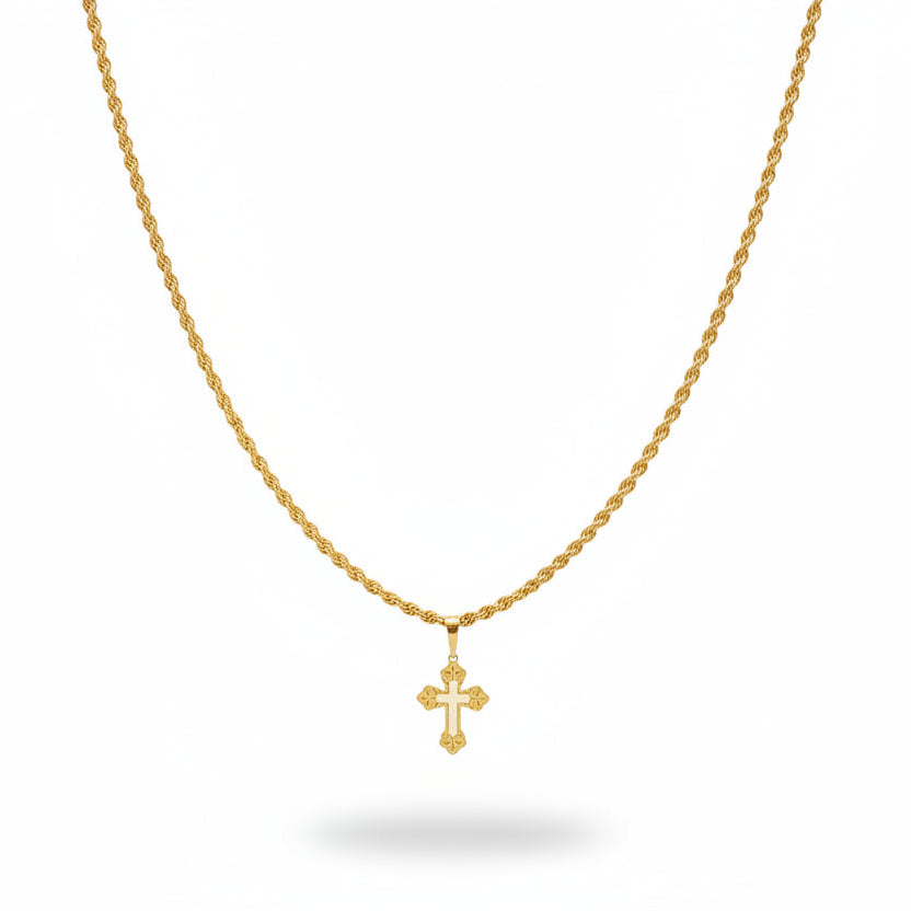 18k Gold Cross Inspired Design Necklace 2 - 18k Gold Necklace - Embellish Gold Jewelry & Diamond