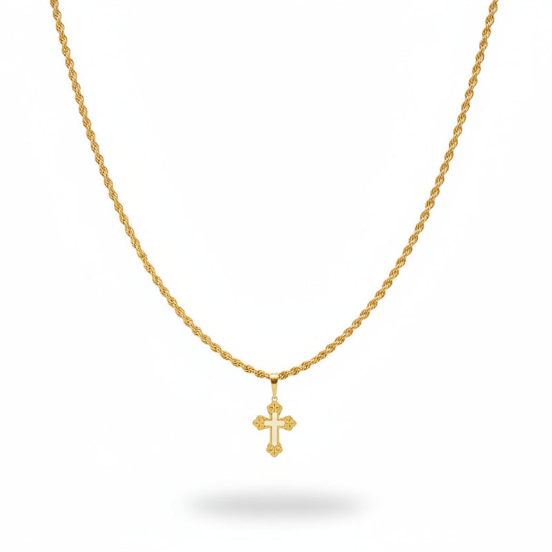 18k Gold Cross Inspired Design Necklace 2 - 18k Gold Necklace - Embellish Gold Jewelry & Diamond