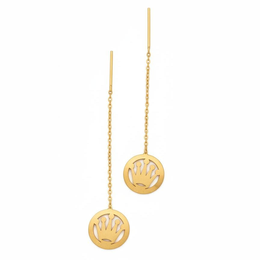 18k Gold Crown Tic Tac Earrings - 18k Gold Earrings - Embellish Gold Jewelry & Diamond