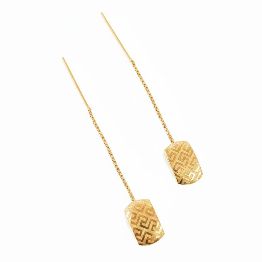 18k Gold Zigzag Tic Tac Earrings - 18k Gold Earrings - Embellish Gold Jewelry & Diamond
