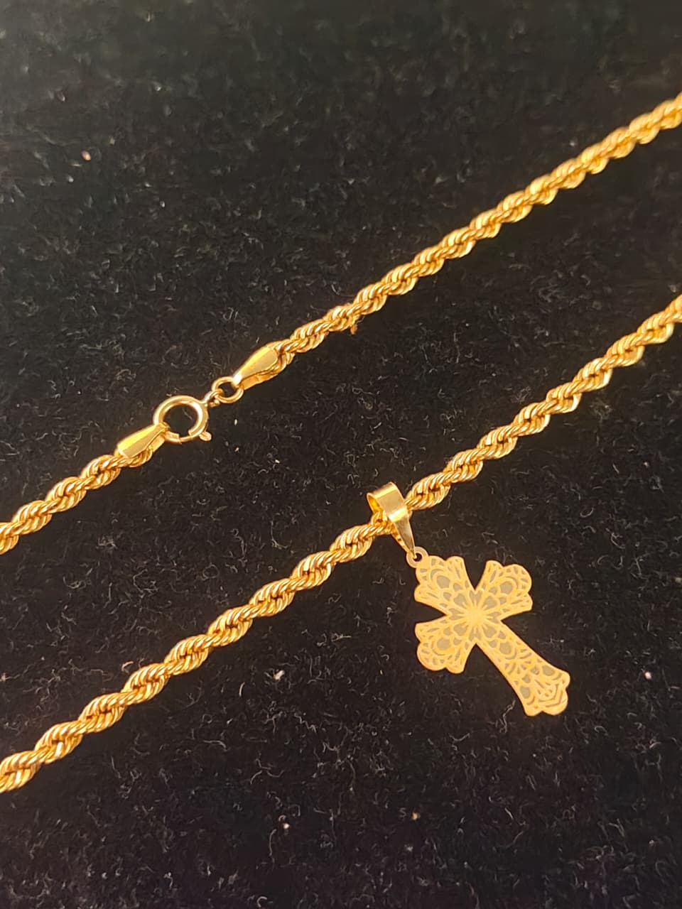 18k Gold Cross Inspired Design Necklace 1