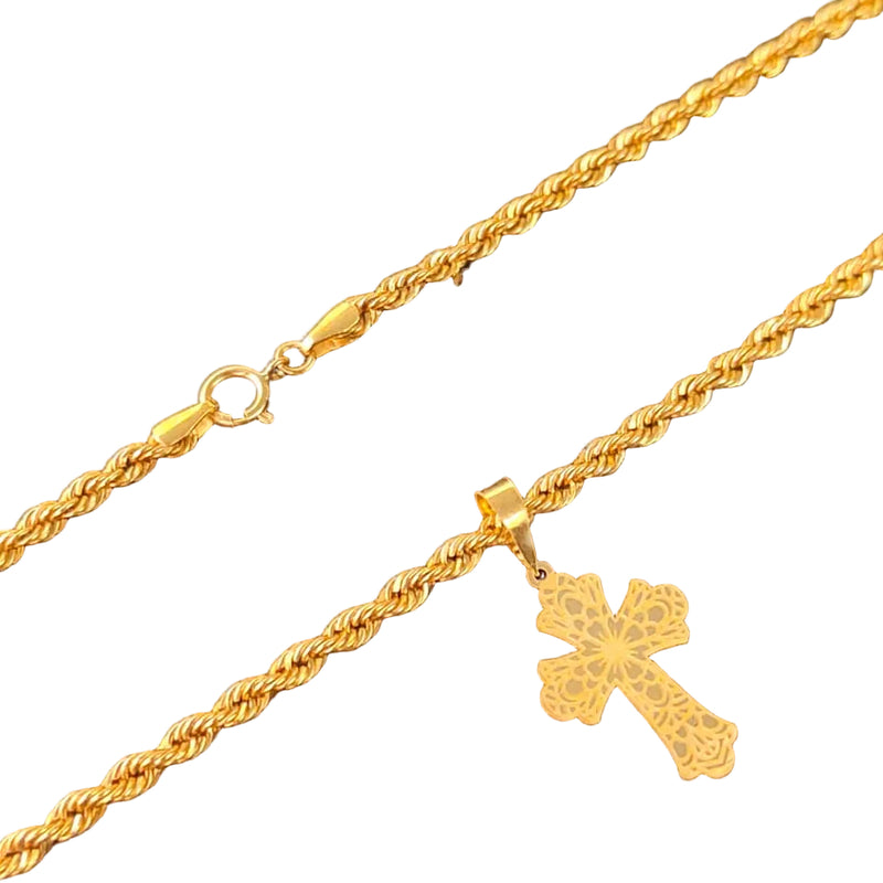 18k Gold Cross Inspired Design Necklace 1 - 18k Gold Necklace - Embellish Gold Jewelry & Diamond