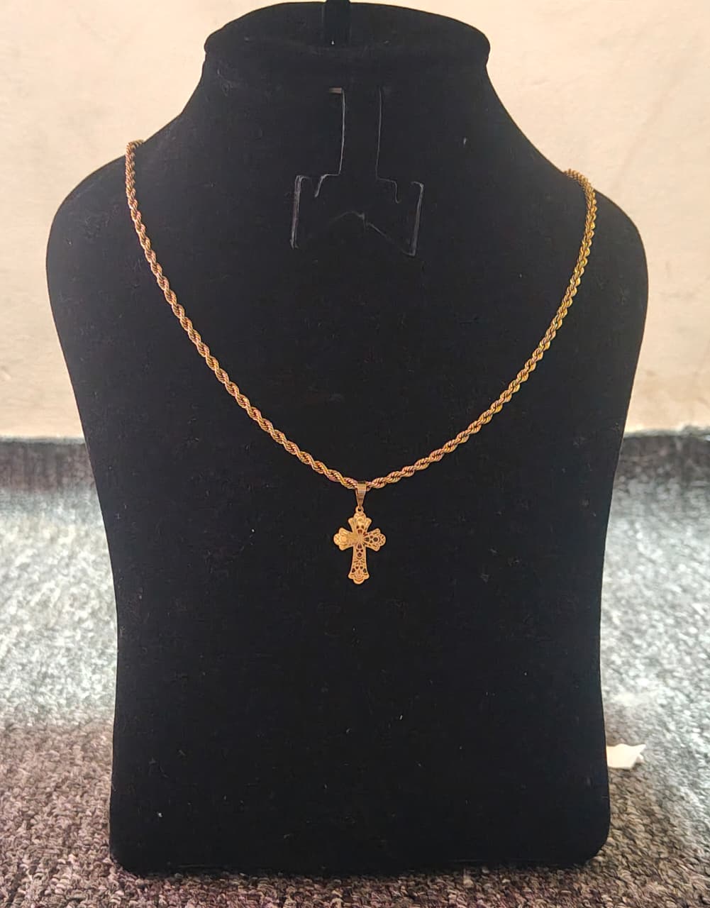 18k Gold Cross Inspired Design Necklace 1