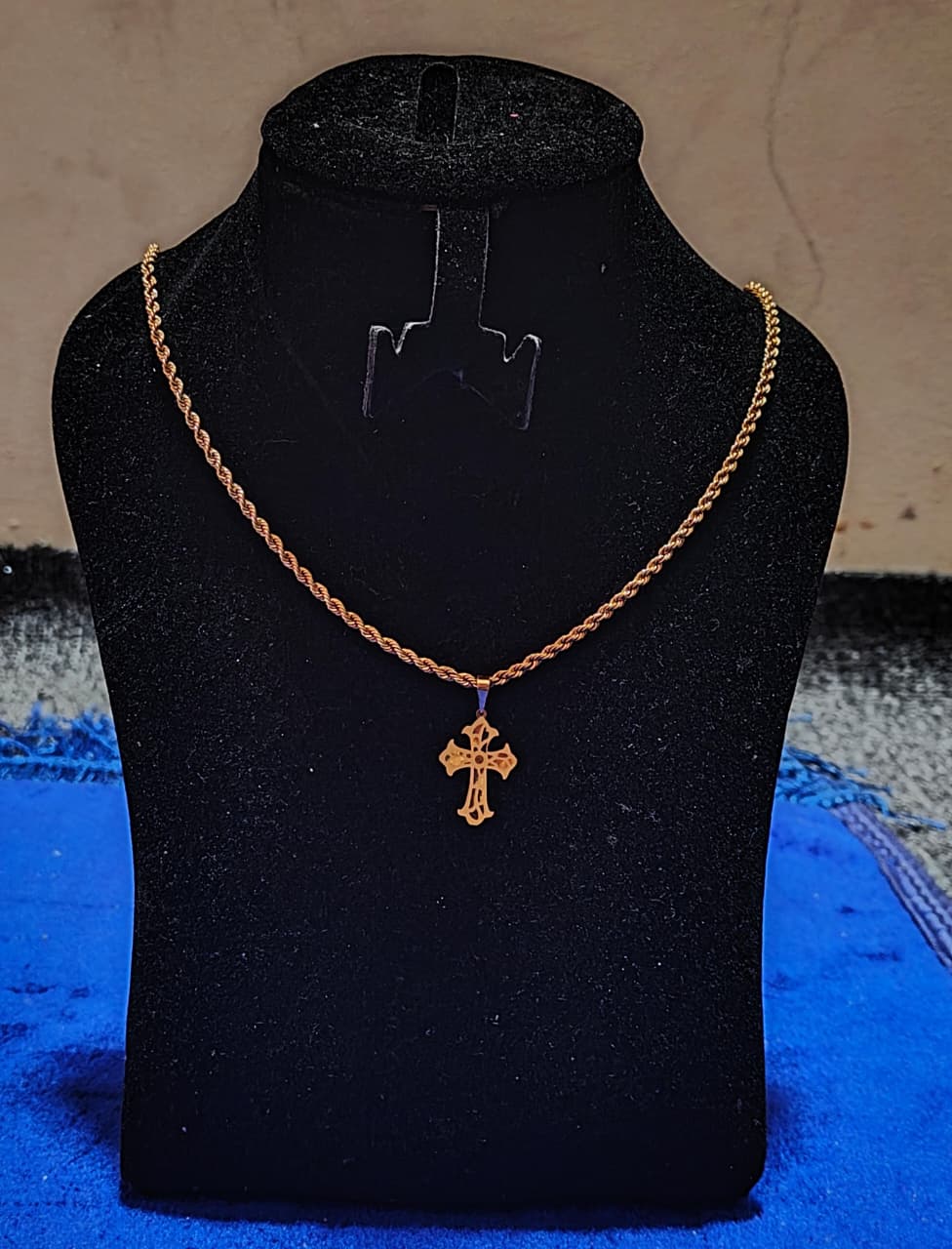 18k Gold Cross Inspired Design Necklace