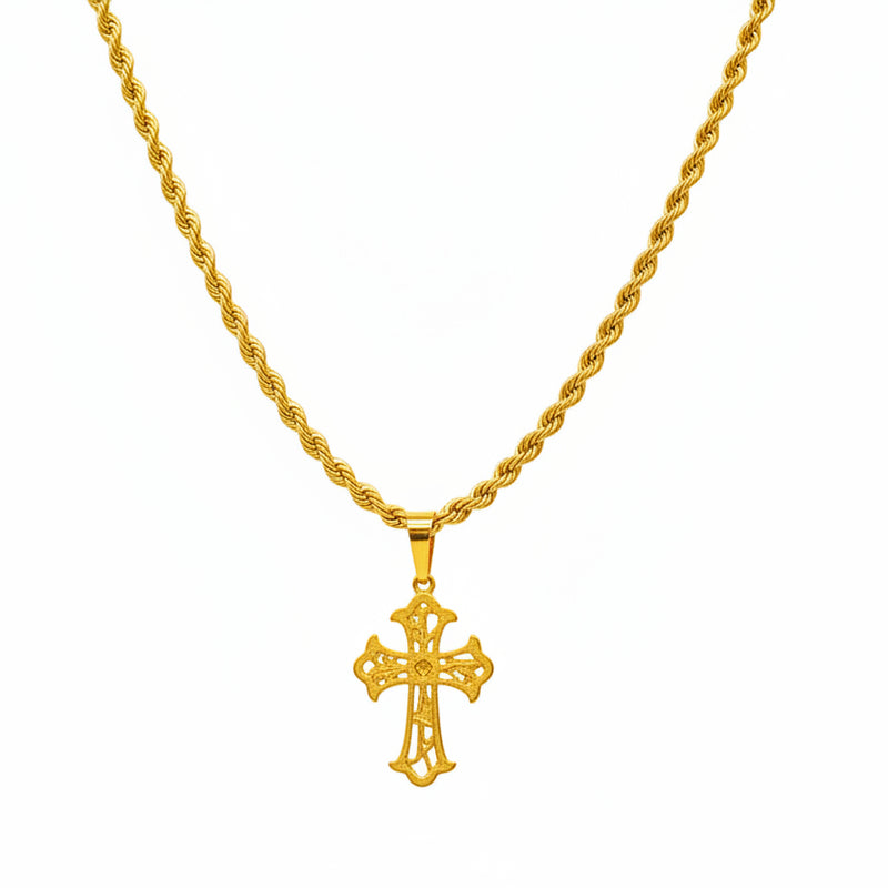 18k Gold Cross Inspired Design Necklace - 18k Gold Necklace - Embellish Gold Jewelry & Diamond