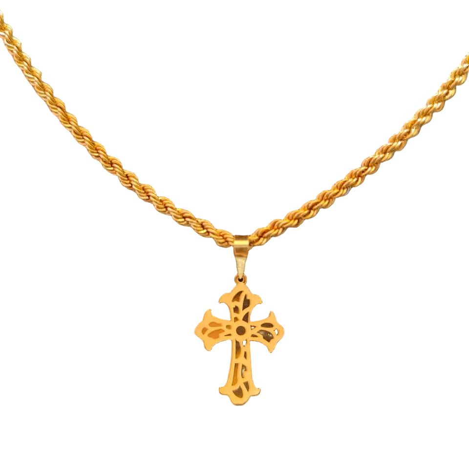 18k Gold Cross Inspired Design Necklace - 18k Gold Necklace - Embellish Gold Jewelry & Diamond