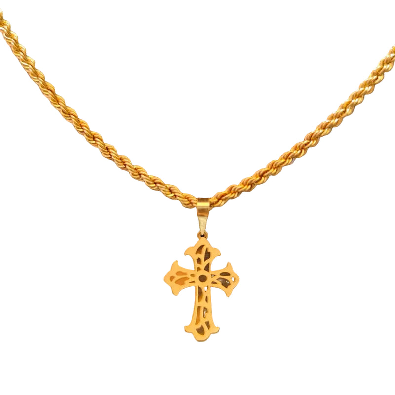 18k Gold Cross Inspired Design Necklace - 18k Gold Necklace - Embellish Gold Jewelry & Diamond