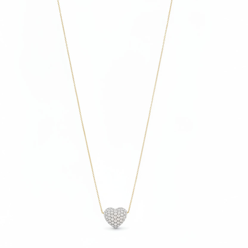 18k Gold Heart Swarovski Necklace - 18k Gold Necklace - Embellish Gold Jewelry & Diamond