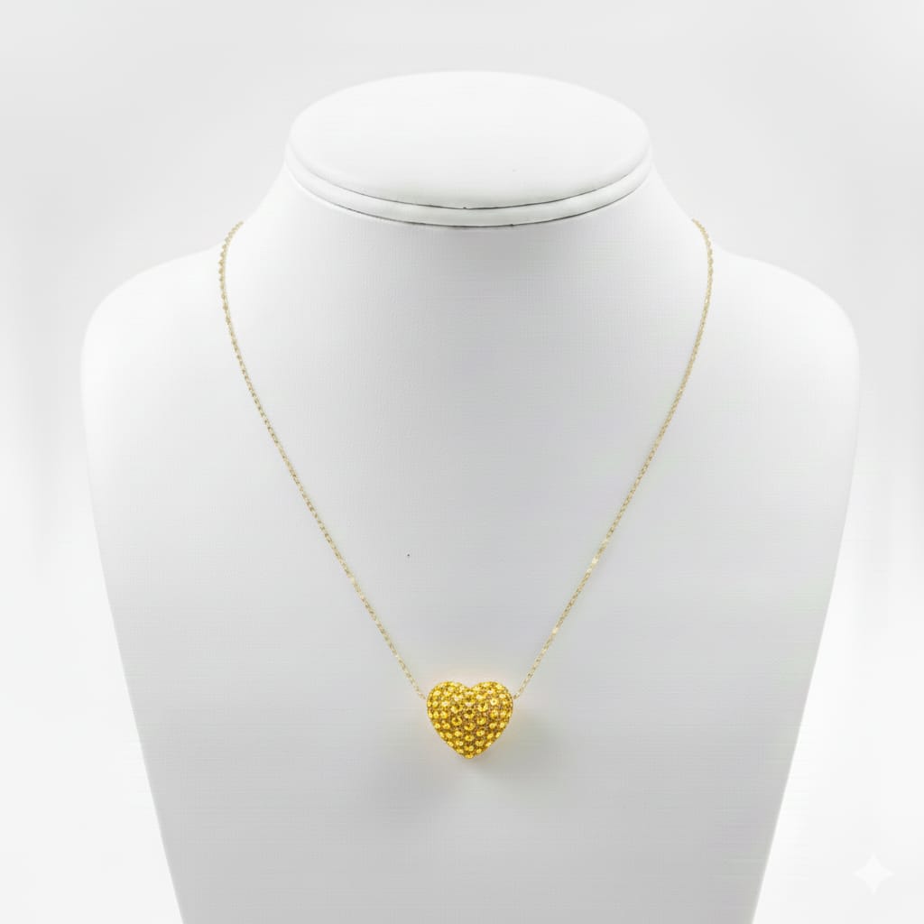18k Gold Heart Swarovski Necklace - 18k Gold Necklace - Embellish Gold Jewelry & Diamond