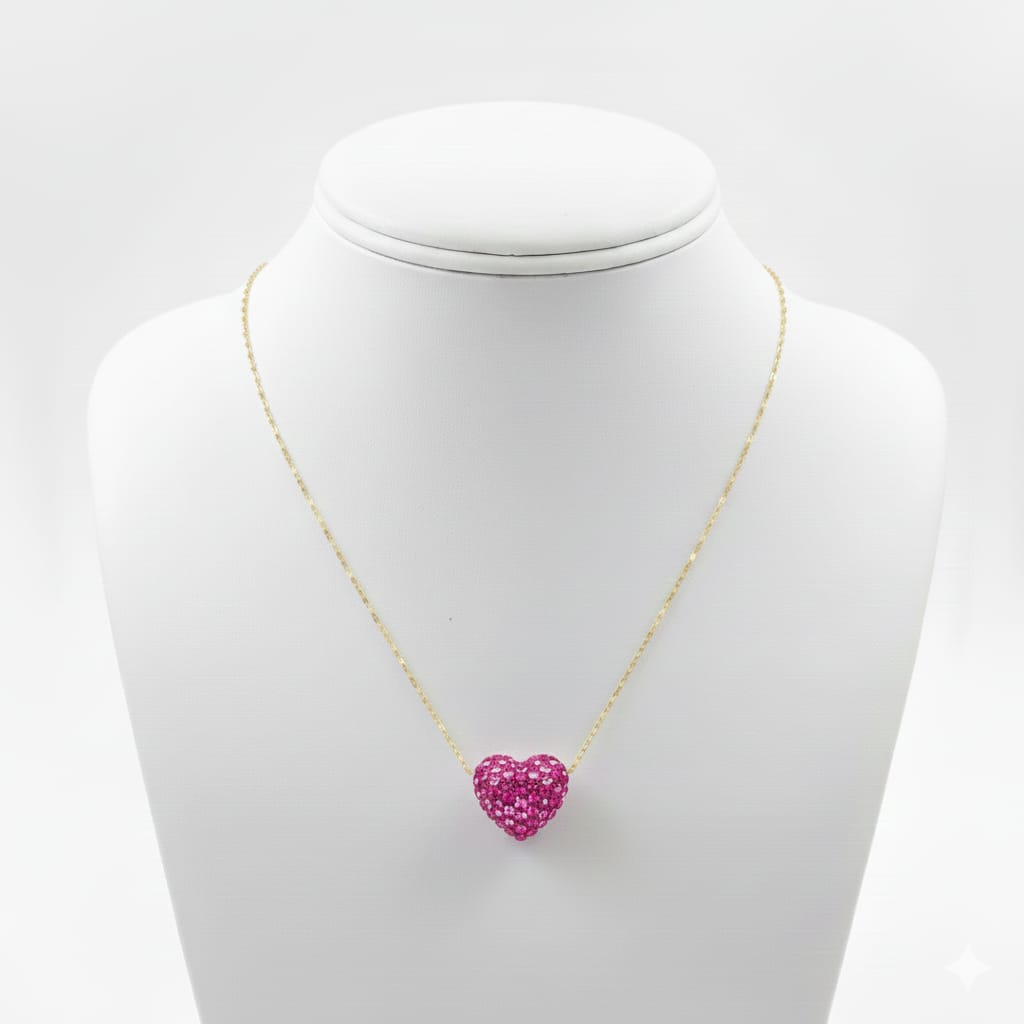 18k Gold Heart Swarovski Necklace - 18k Gold Necklace - Embellish Gold Jewelry & Diamond
