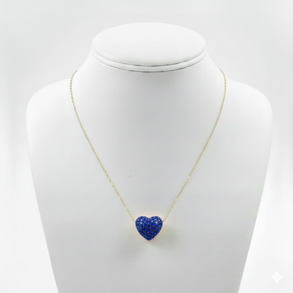 18k Gold Heart Swarovski Necklace - 18k Gold Necklace - Embellish Gold Jewelry & Diamond