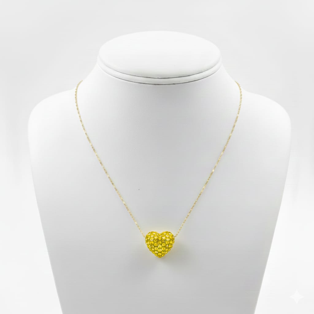 18k Gold Heart Swarovski Necklace - 18k Gold Necklace - Embellish Gold Jewelry & Diamond