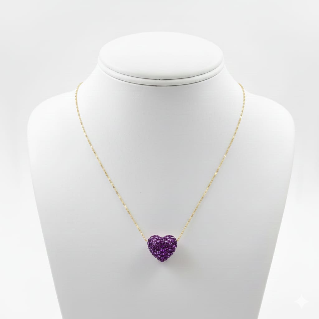 18k Gold Heart Swarovski Necklace - 18k Gold Necklace - Embellish Gold Jewelry & Diamond